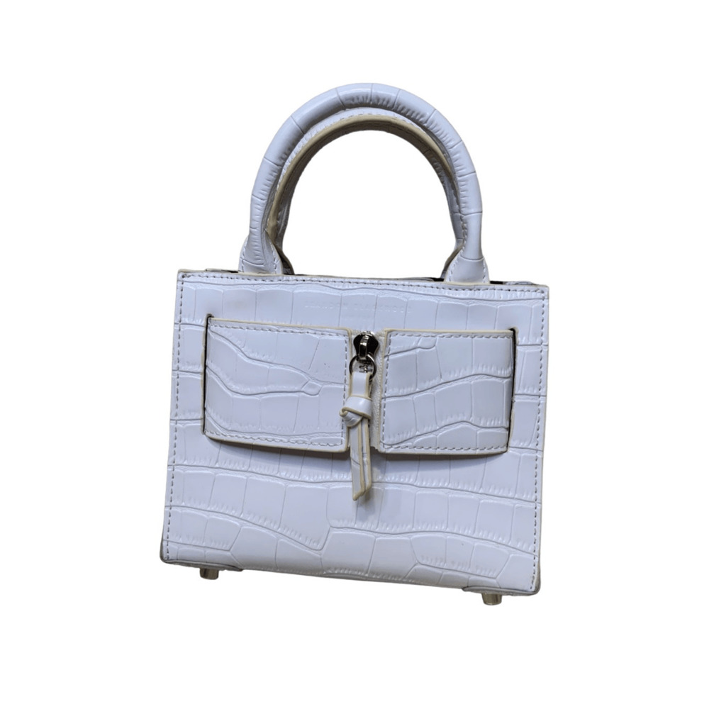 Brandon Blackwood White Croc Print bag